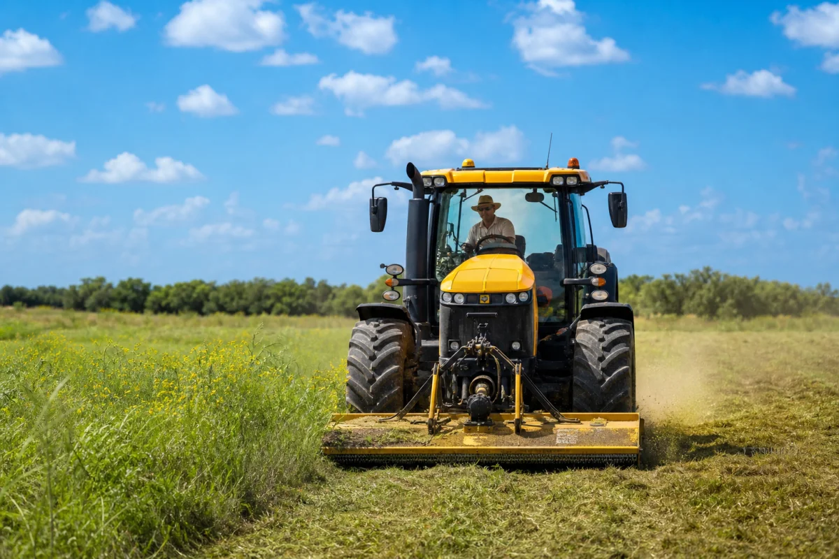 prestation de service nettoyage terrain avec tracteur